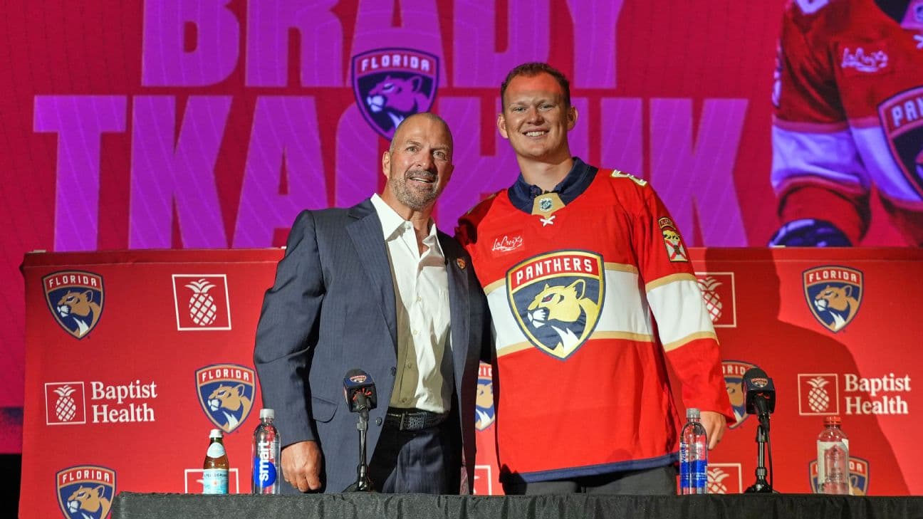 Brady Tkachuk (right) will join the Florida Panthers next season.