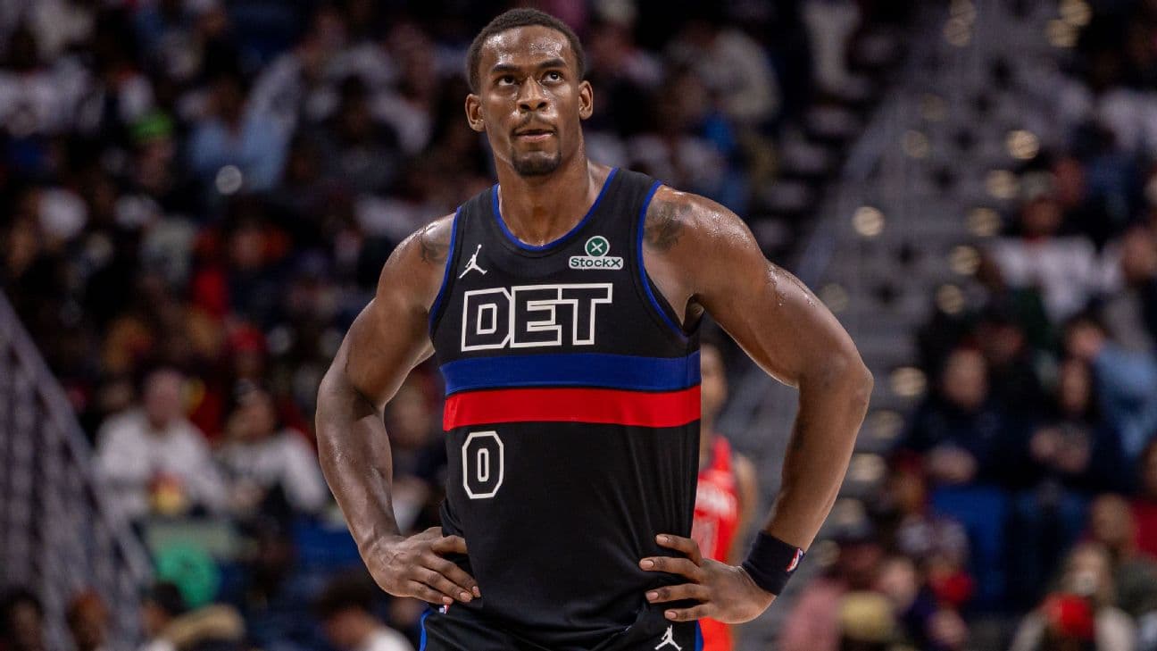 Detroit Pistons center Jalen Duren (0) reacts to a play against the New Orleans Pelicans during the second half at Smoothie King Center.