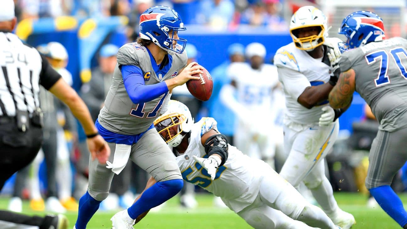 Josh Allen accounted for three turnovers (two interceptions and a fumble) on Sunday.