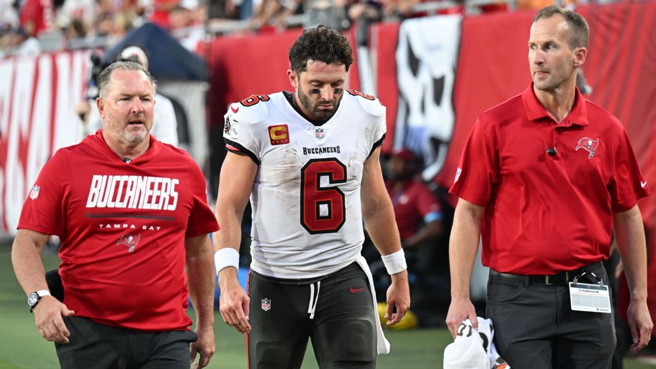 Baker Mayfield's MRI on his right thumb showed no additional damage beyond the dislocation, but the injury is expected to sideline him for at least the next three weeks.