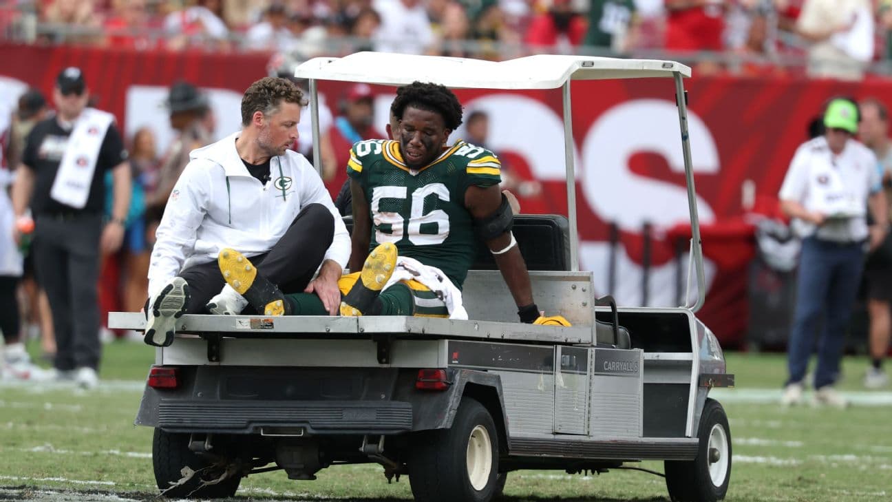 Packers linebacker Edgerrin Cooper will miss the rest of the season with a torn Achilles.