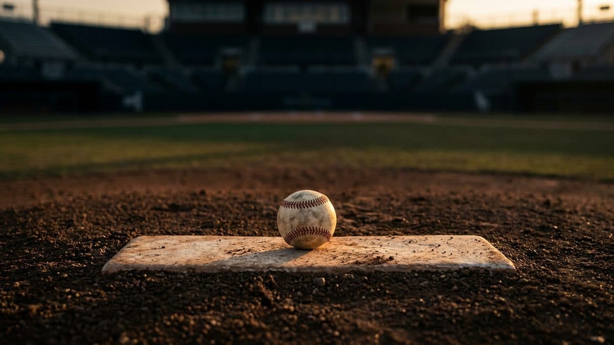 An empty ballpark under the lights before first pitch