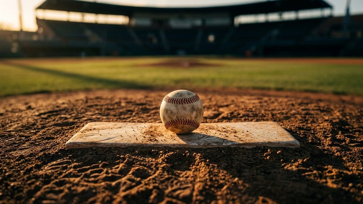 An empty ballpark under the lights before first pitch