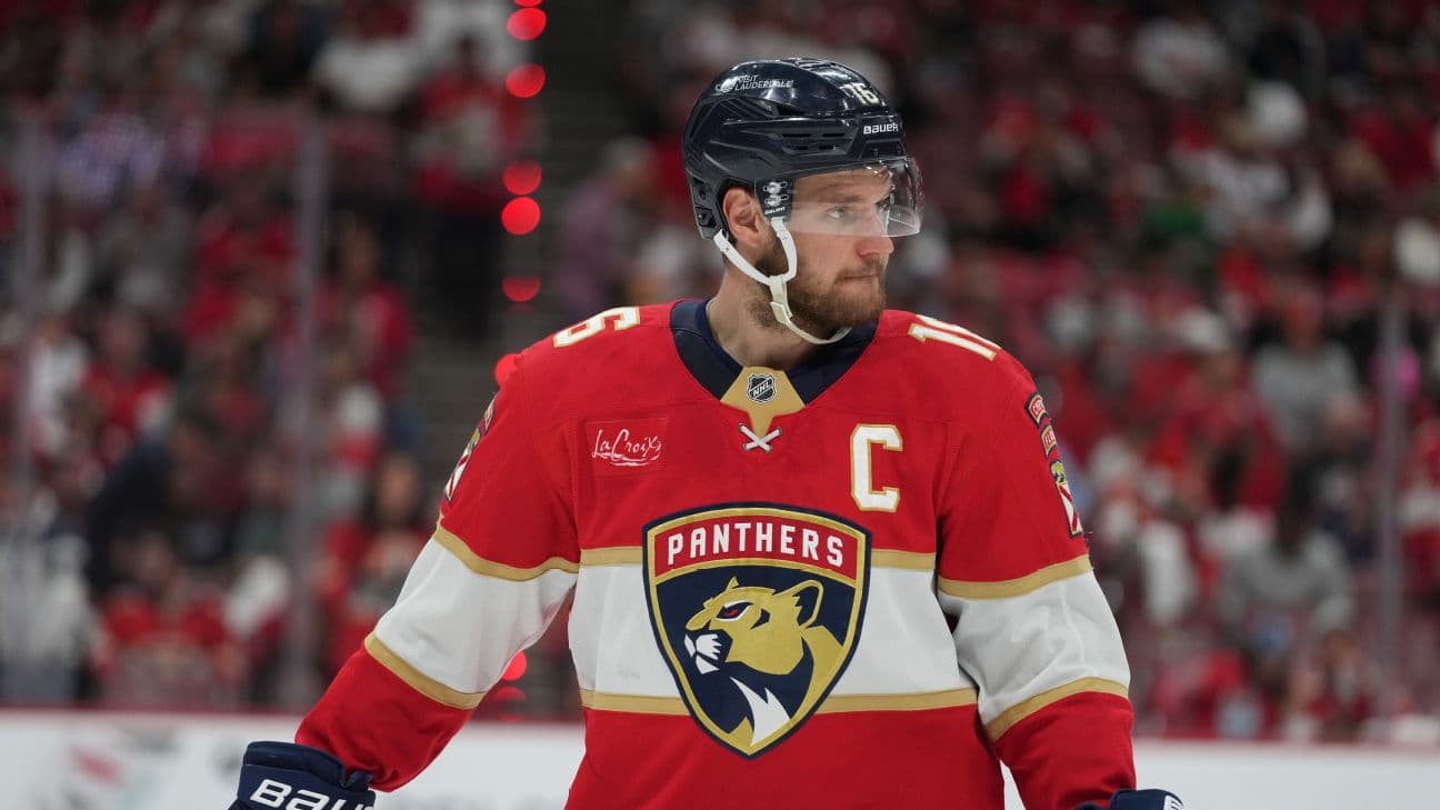 Aleksander Barkov of the Florida Panthers will miss time with a knee injury suffered in training camp.