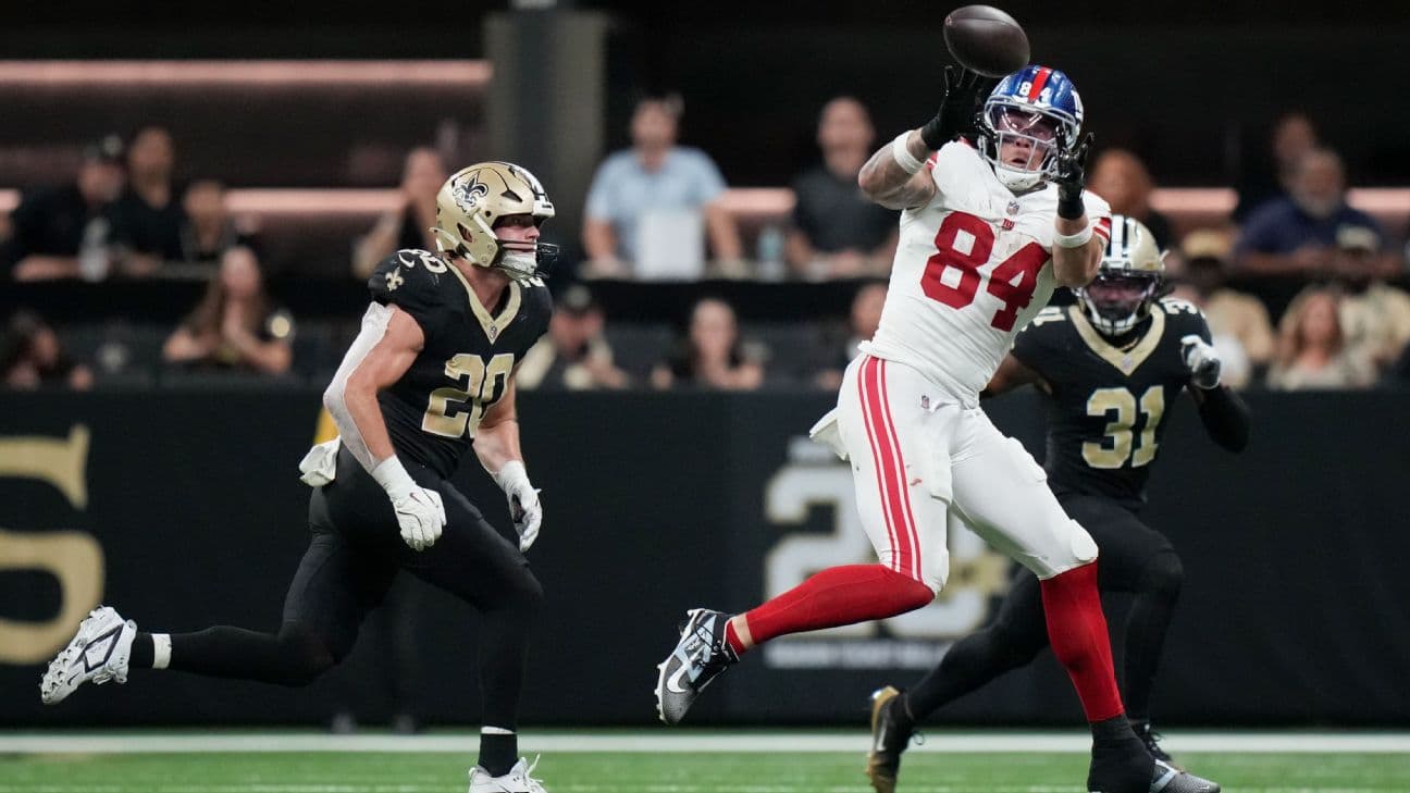 Theo Johnson's target share has risen since the Giants lost Malik Nabers.