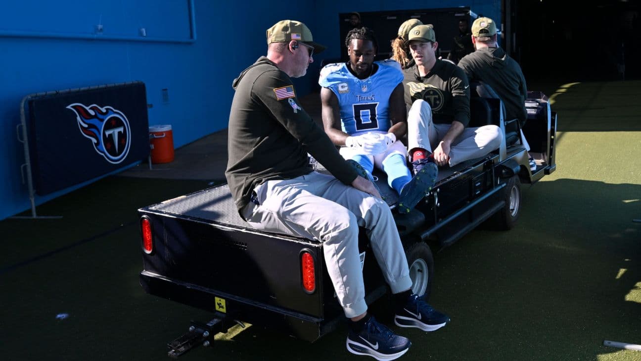 Titans wide receiver Calvin Ridley will sit out the rest of the season after suffering a broken fibula in Sunday's loss to the Texans.