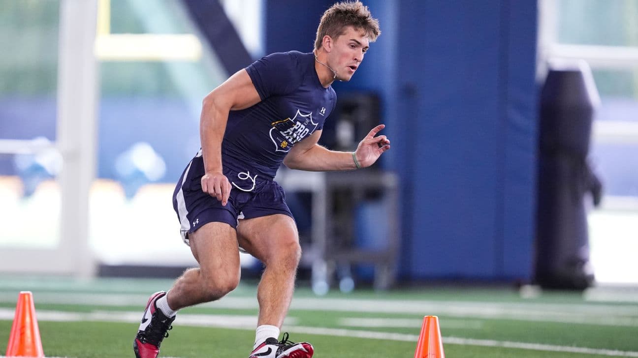 Eli Raridon played four seasons at Notre Dame before being drafted by the Patriots last month.