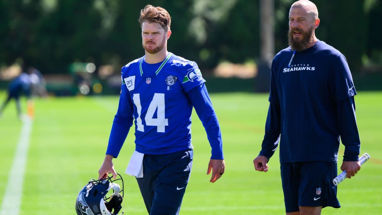 Quarterback Sam Darnold has a new offensive coordinator in Brian Fleury -- his seventh different OC in as many years.
