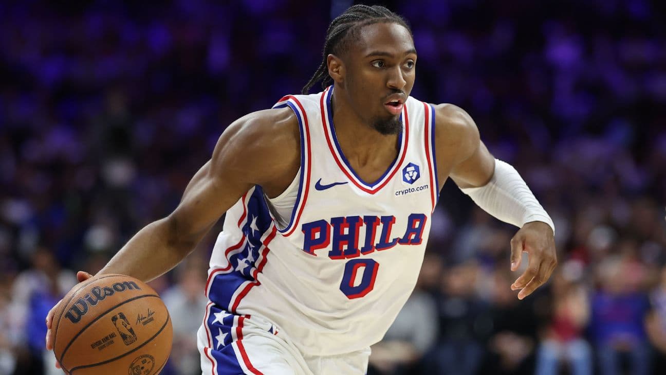 Tyrese Maxey finished fourth in total fantasy points last season and fifth on the player rater, which evaluates his contributions across various fantasy categories.