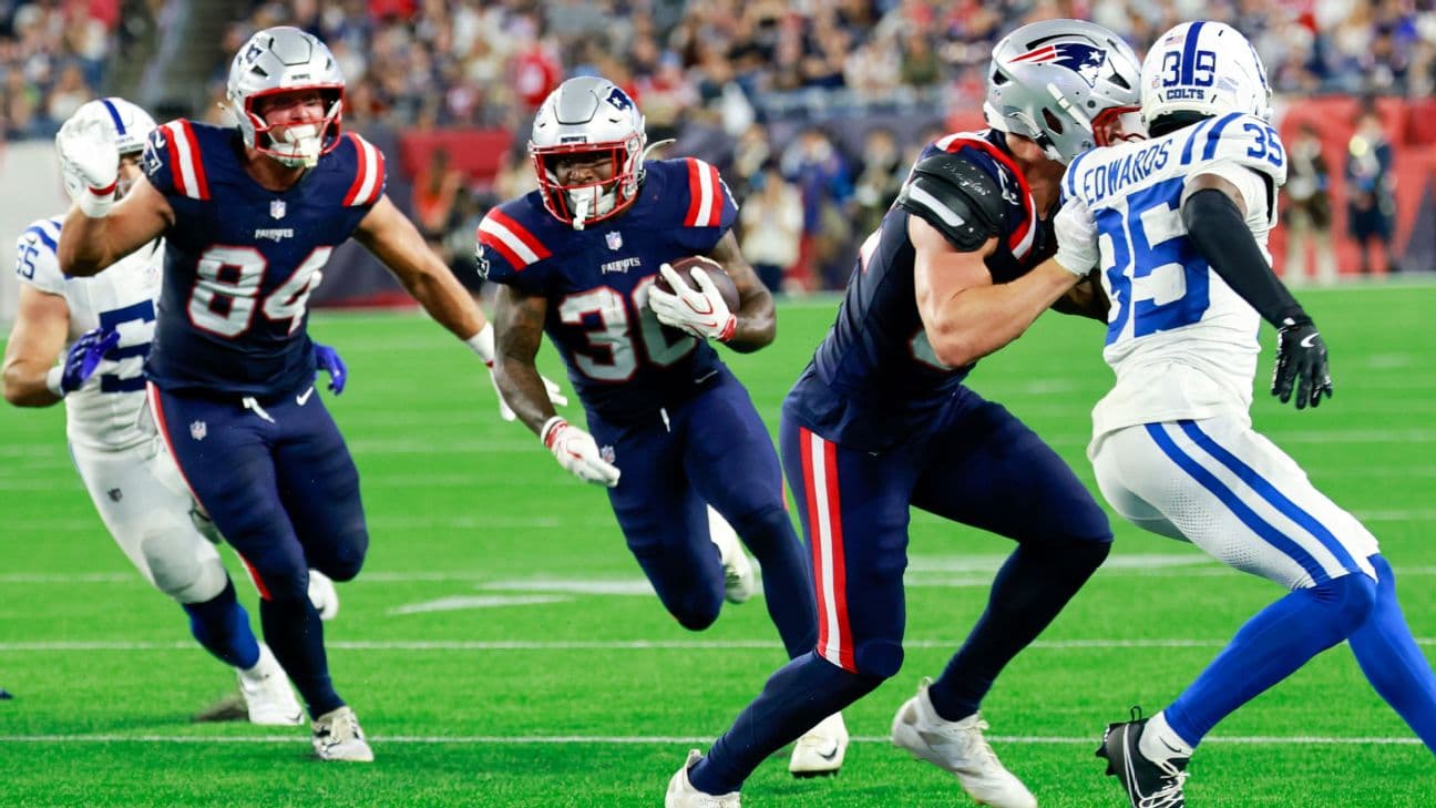 Patriots RB Jam Miller (30) finds a gap to run through vs. the Colts on Thursday.