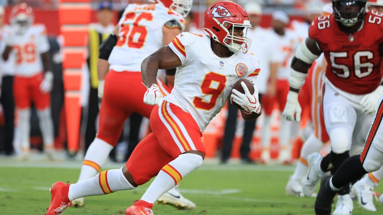 Kenneth Walker had a career-best 1,309 yards from scrimmage last season with Seattle, and he's expected to improve upon his five TDs in his first season with the Chiefs.