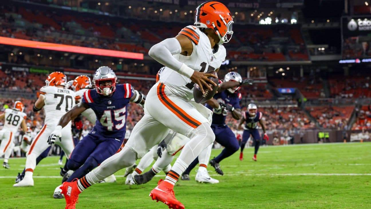 In the preseason finale against the Patriots, Browns rookie quarterback Taylen Green completed 5 of 7 passes for 27 yards and also ran for a game-high 66 yards on eight carries.