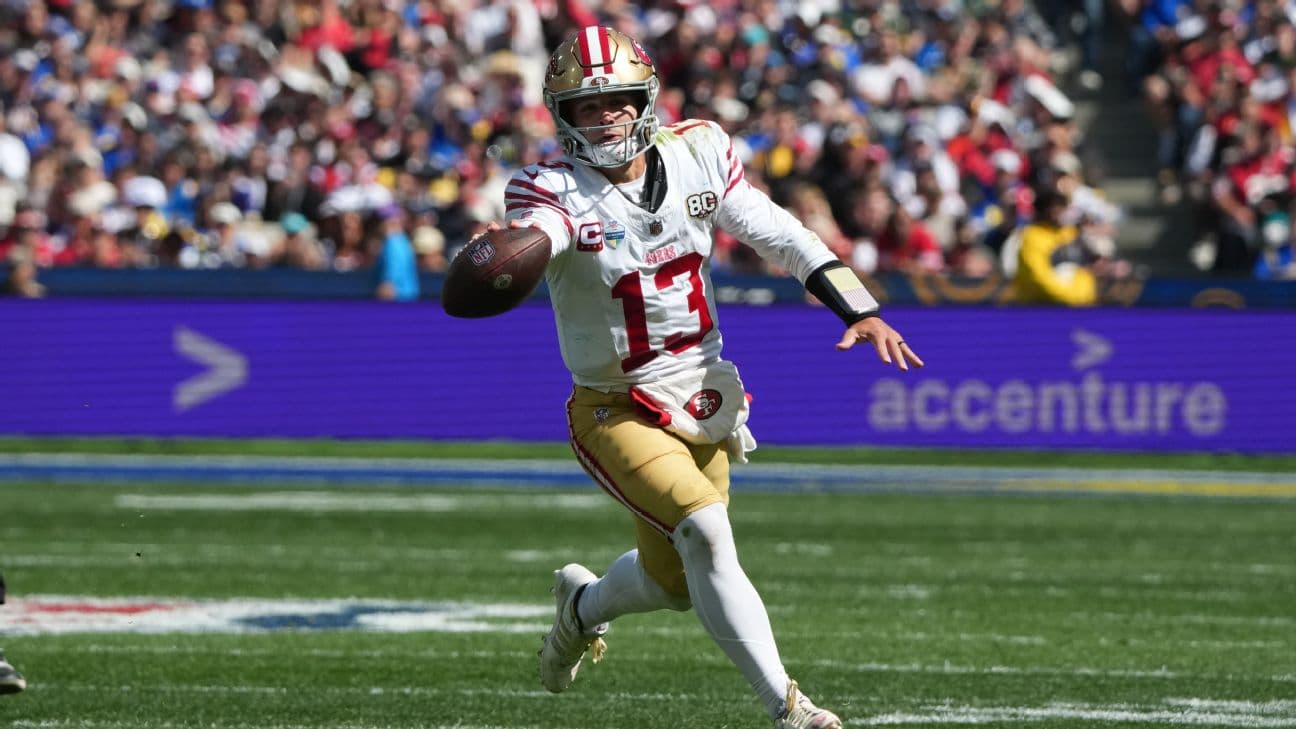 Brock Purdy threw for 205 yards, three touchdowns and added 29 rushing yards to finish as fantasy QB10 in a high-scoring Week 1.