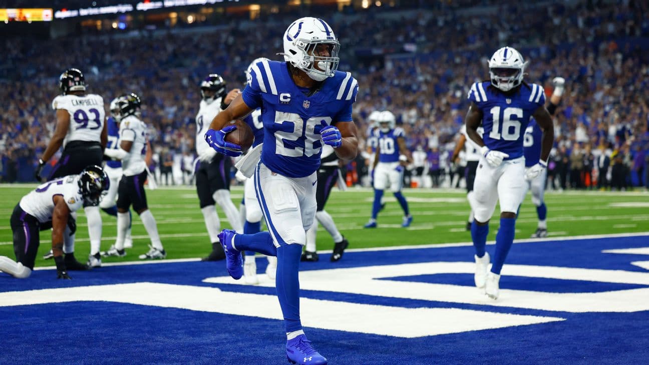 Jonathan Taylor ran for 98 yards and two touchdowns in the Colts' Week 1 loss to the Ravens.