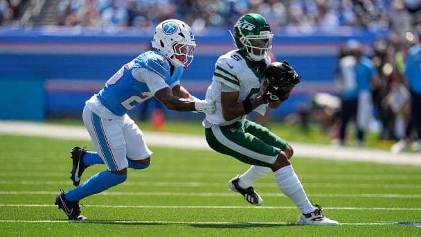 Jets WR Garrett Wilson posted six receptions for 79 yards in the season opener at Tennessee.