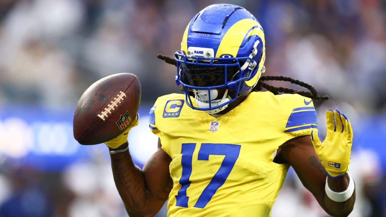 Davante Adams had a league-high 14 TD receptions last season and has two thus far in 2026.