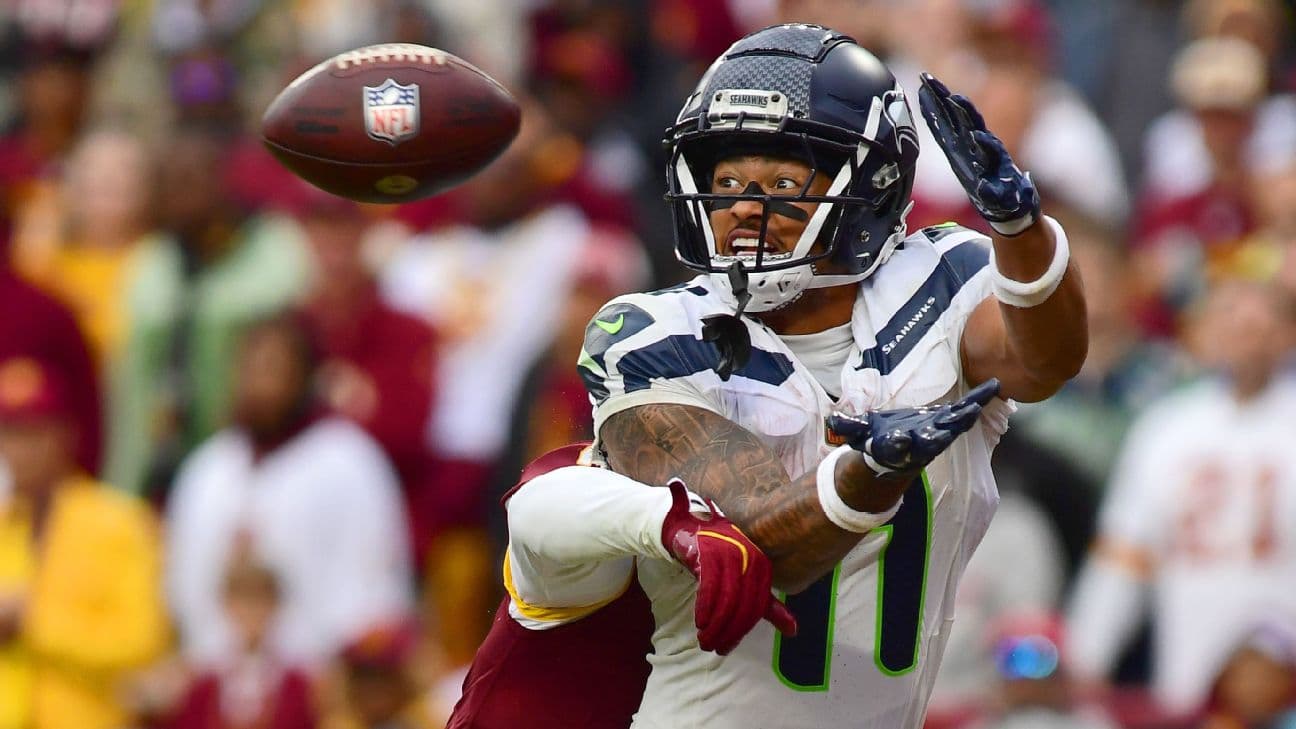 Jaxon Smith-Njigba is the leading NFL receiver in yards and touchdowns and is tied for the lead in receptions.