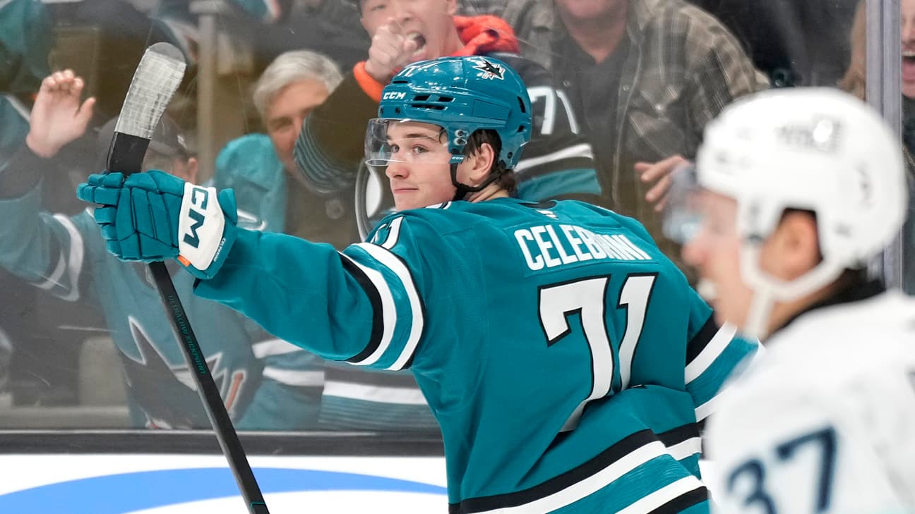 Macklin Celebrini in action