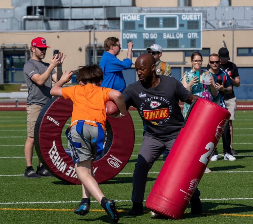 Kansas City Chiefs great Dante Hall and Chiefs Cheerleaders conducted a special football and cheerleading clinic