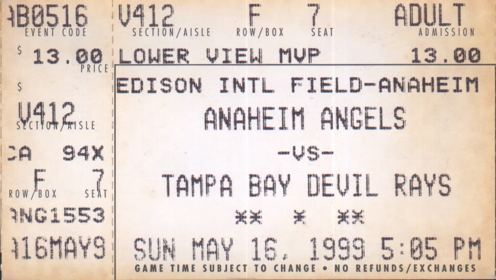 Tampa Bay Devil Rays at Anaheim Angels 1999-05-16