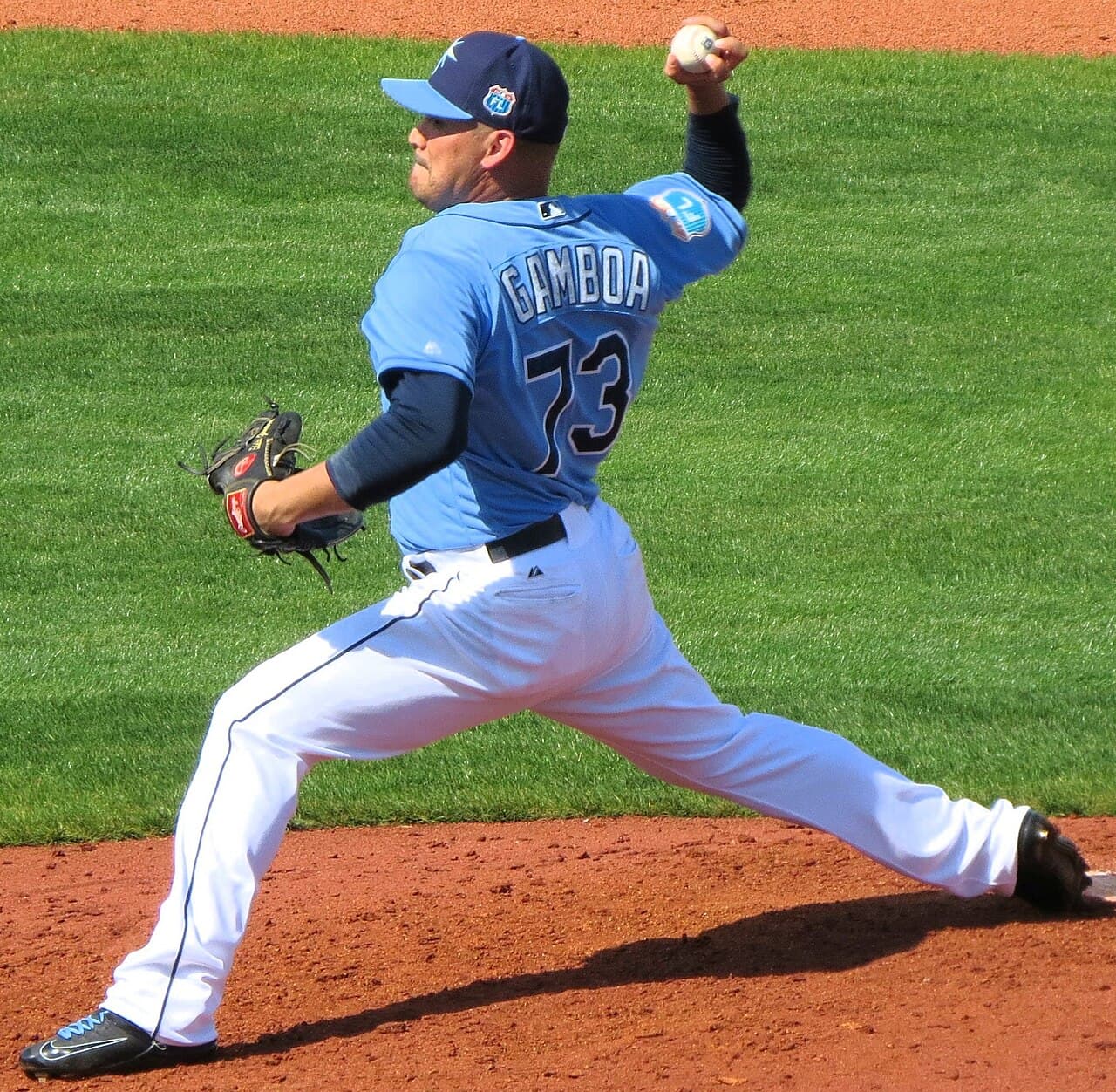 Eddie Gamboa with the Tampa Bay Rays in 2016 Spring Training