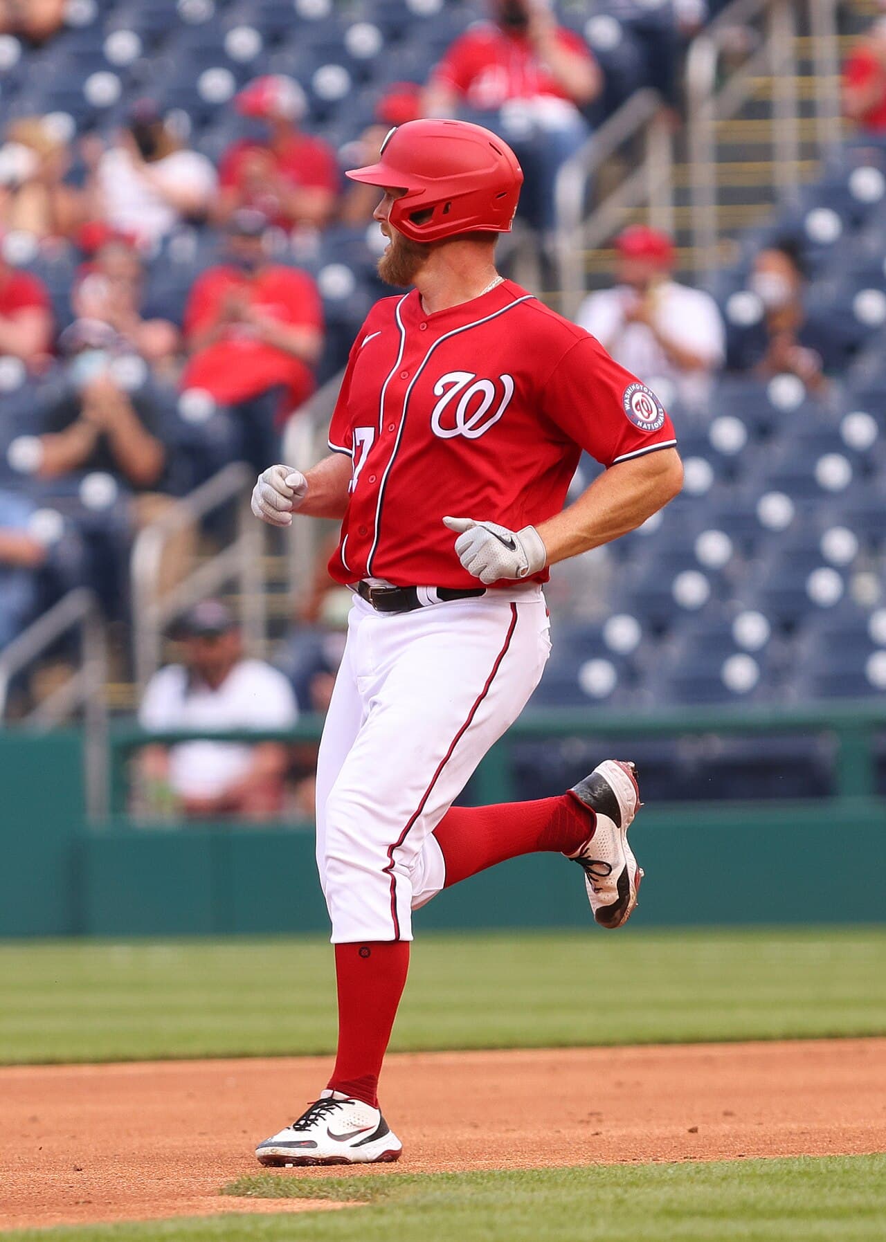 Stephen Strasburg round first base from the Washington Nationals vs. Atlanta Braves at Nationals Park, April 7th, 2021 (All-Pro Reels Photography)