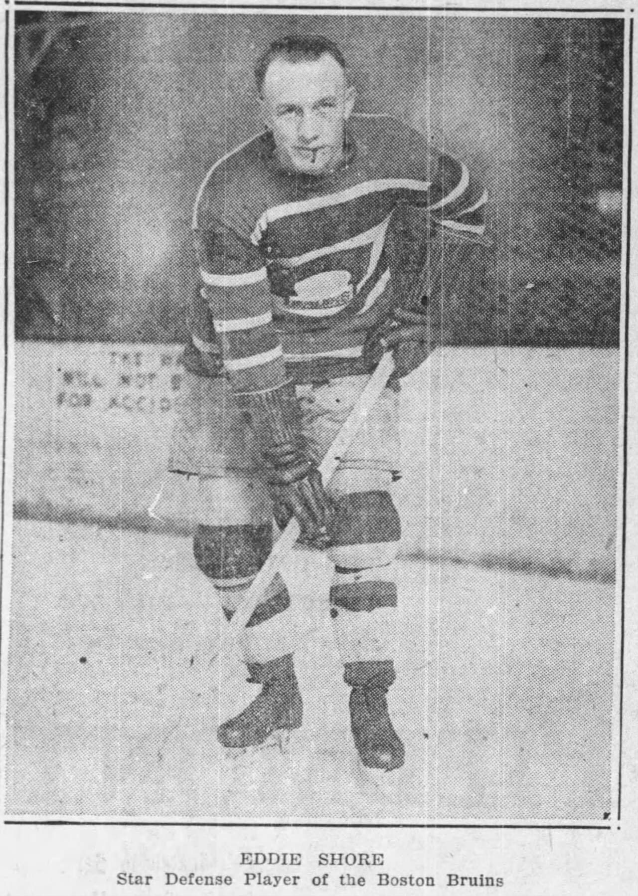Eddie Shore of the Boston Bruins, 1928