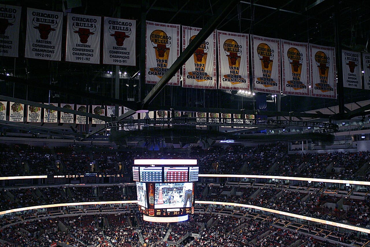 Chicago Bulls and Chicago Blackhawks Championship Banners, United Center